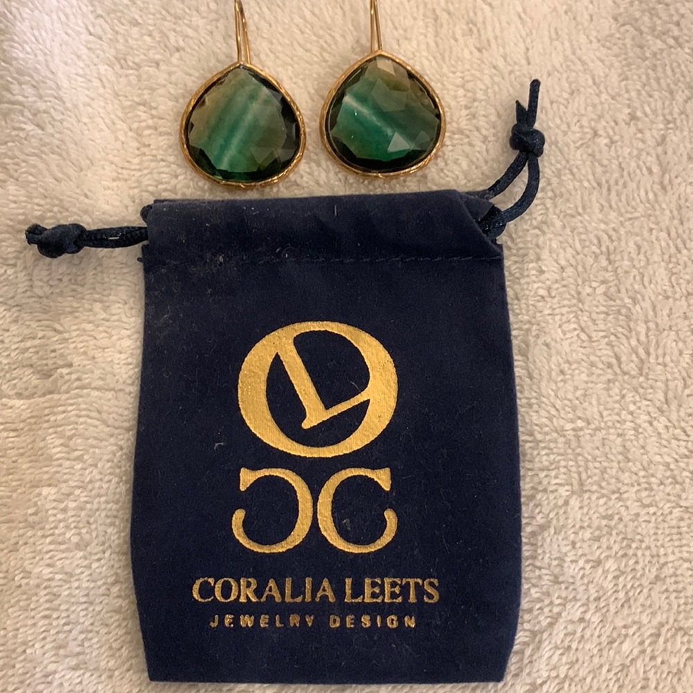 CORALIA LEETS GREEN STRIATED GREEN EARRINGS